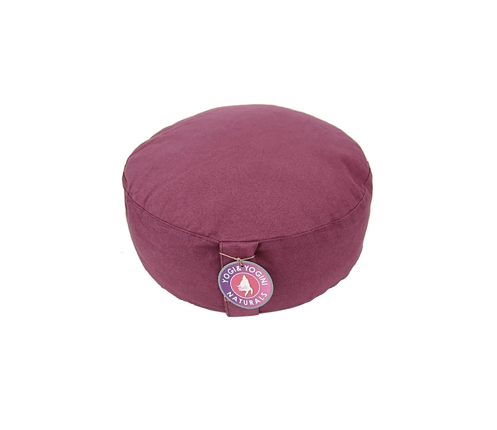 Yogi & Yogini - Kissen - Meditationskissen - Rund - Bio-Baumwolle - Hellaubergine - ca. 33x17 cm