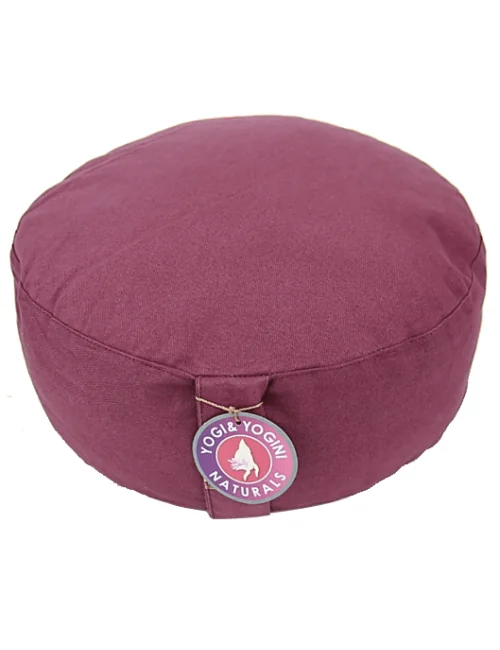 Yogi & Yogini - Kissen - Meditationskissen - Rund - Bio-Baumwolle - Hellaubergine - ca. 33x17 cm