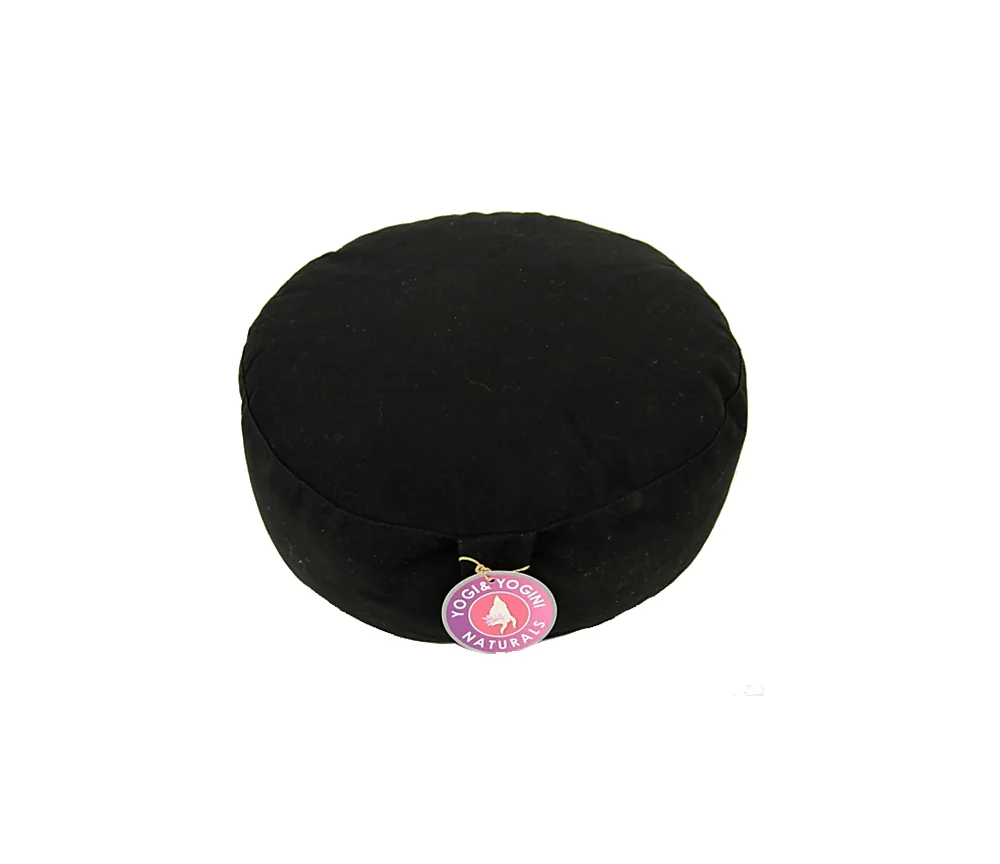Yogi & Yogini - Kissen - Meditationskissen - Rund - Bio-Baumwolle - Schwarz - ca. 33x17 cm