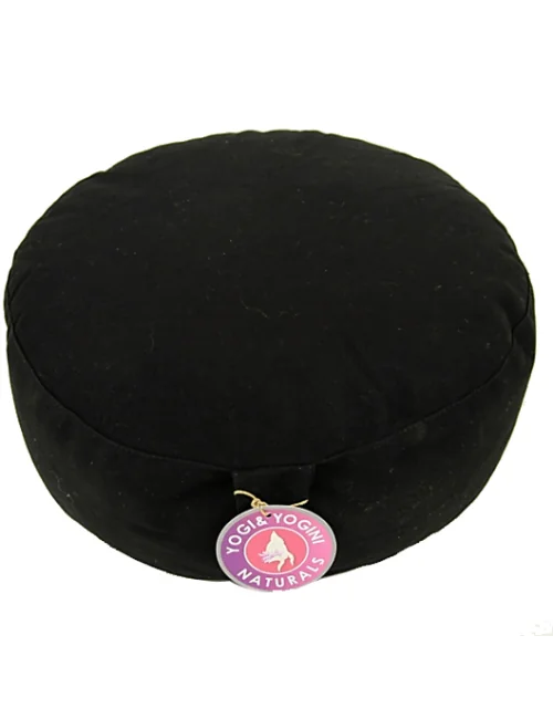 Yogi & Yogini - Kissen - Meditationskissen - Rund - Bio-Baumwolle - Schwarz - ca. 33x17 cm