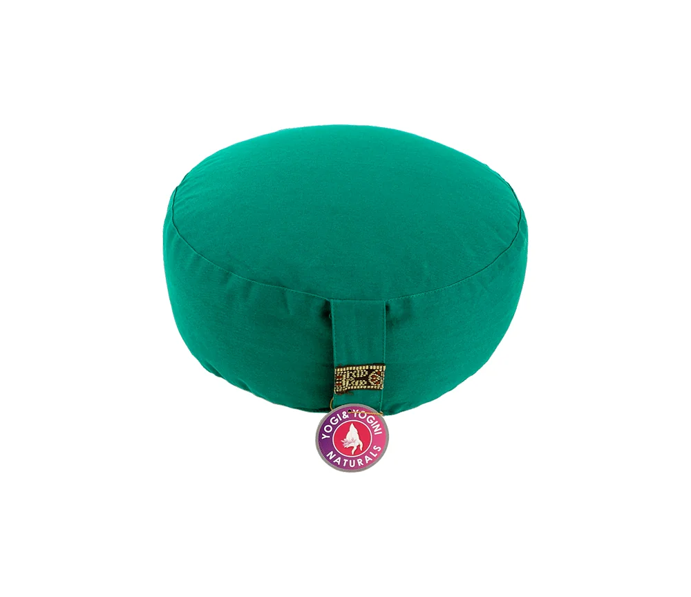 Yogi & Yogini - Kissen - Meditationskissen - Rund - Bio-Baumwolle - Dunkelgrün - ca. 33x17 cm