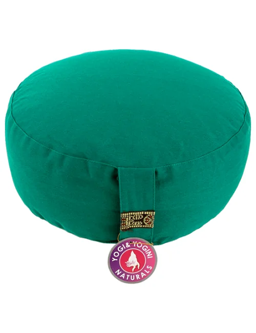 Yogi & Yogini - Kissen - Meditationskissen - Rund - Bio-Baumwolle - Dunkelgrün - ca. 33x17 cm