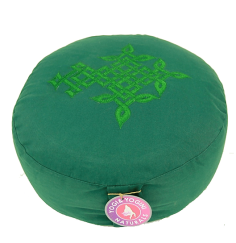 Yogi & Yogini - Kissen - Meditationskissen - Rund - Keltischer Baum des Lebens - Baumwolle - Grün - ca. 33x13 cm
