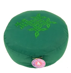 Yogi & Yogini - Kissen - Meditationskissen - Rund - Keltischer Baum des Lebens - Baumwolle - Grün - ca. 33x13 cm