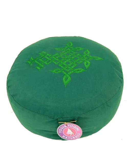 Yogi & Yogini - Kissen - Meditationskissen - Rund - Keltischer Baum des Lebens - Baumwolle - Grün - ca. 33x13 cm