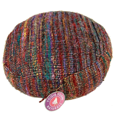 Yogi & Yogini - Kissen - Meditationskissen - Rund - Vintage - Seide - Multifarben - ca. 33x13 cm