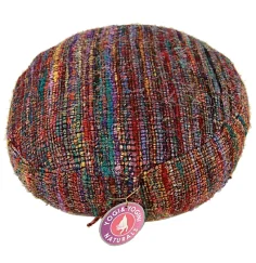 Yogi & Yogini - Kissen - Meditationskissen - Rund - Vintage - Seide - Multifarben - ca. 33x13 cm