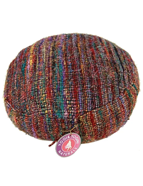 Yogi & Yogini - Kissen - Meditationskissen - Rund - Vintage - Seide - Multifarben - ca. 33x13 cm