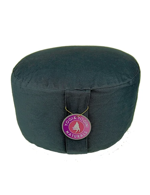 Yogi & Yogini - Kissen - Meditationskissen - Rund - XXL - Bio-Baumwolle - Anthrazit - ca. 36x22 cm