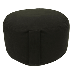 Yogi & Yogini - Kissen - Meditationskissen - Rund - XXL - Bio-Baumwolle - Schwarz - ca. 36x22 cm