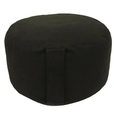 Yogi & Yogini - Kissen - Meditationskissen - Rund - XXL - Bio-Baumwolle - Schwarz - ca. 36x22 cm