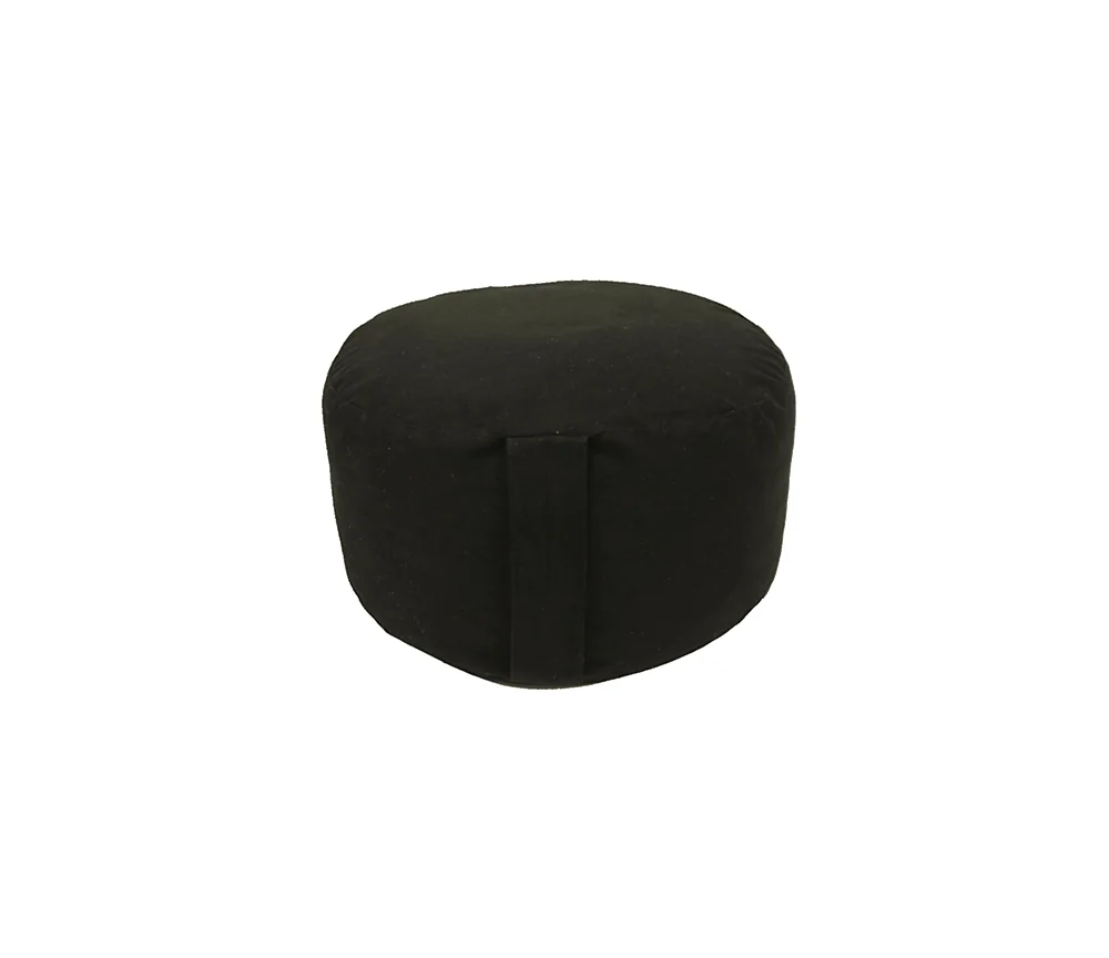 Yogi & Yogini - Kissen - Meditationskissen - Rund - XXL - Bio-Baumwolle - Schwarz - ca. 36x22 cm