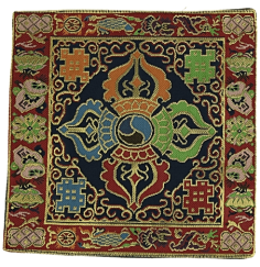 Klangschalen / Altar Tuch -  Doppel Dorje in blau/rot ca. 22x22 cm