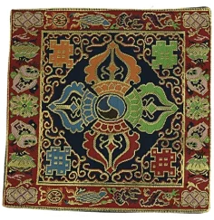 Klangschalen / Altar Tuch - Doppel Dorje in blau/rot ca. 22x22 cm