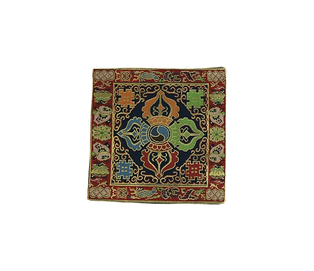 Klangschalen / Altar Tuch - Doppel Dorje in blau/rot ca. 22x22 cm