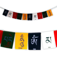 Hängedekoration - Tibetische Gebetsfahnen - Om mani padme hum - ca. 10x13cm