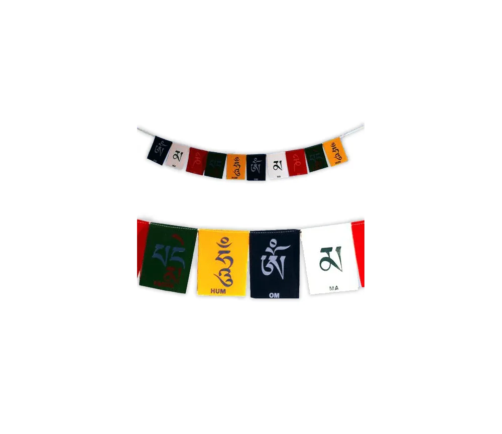 Hängedekoration - Tibetische Gebetsfahnen - Om mani padme hum - ca. 10x13cm