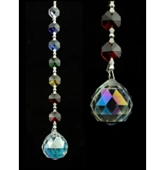 Feng-Shui - Regenbogen - Kristallkette - Aurora - Chakra - mit Kristall Kugel - Gesamtlänge ca. 20 cm