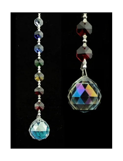 Feng-Shui - Regenbogen - Kristallkette - Aurora - Chakra - mit Kristall Kugel - Gesamtlänge ca. 20 cm