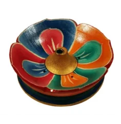 Räucherstäbchenhalter - Lotus - Holz - Rund - ca. 9cm