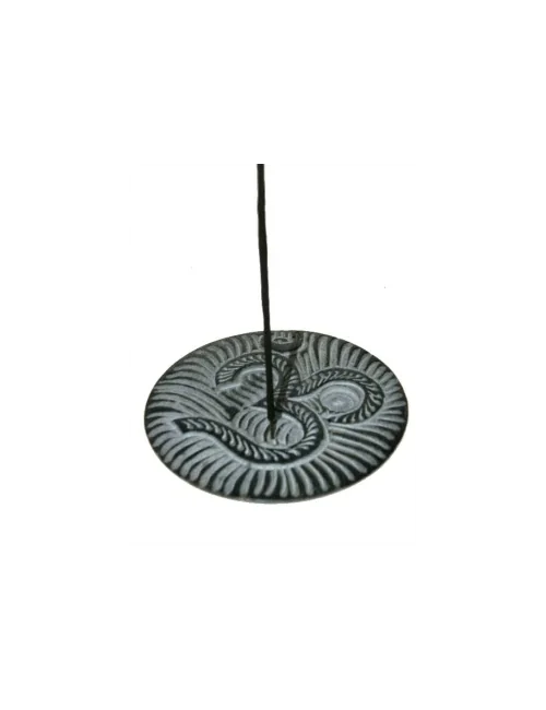 Räucherstäbchen - & Weihrauchkegel Halter - Ohm - Speckstein - Schwarz - Rund - ca. 10cm