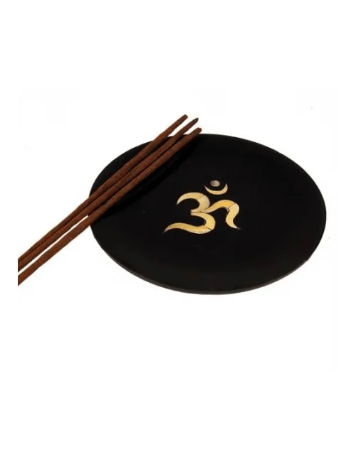 Räucherstäbchenhalter - Ohm - Speckstein - Schwarz -Rund - ca. 10cm