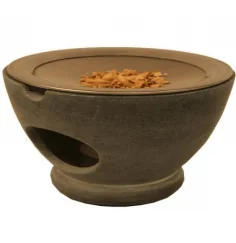 Räuchergefäß - Maroque - mit Sieb für Teelicht - Speckstein - grau - ca. 7x13cm