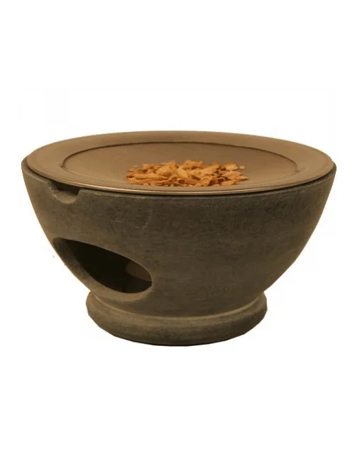 Räuchergefäß - Maroque - mit Sieb für Teelicht - Speckstein - grau - ca. 7x13cm