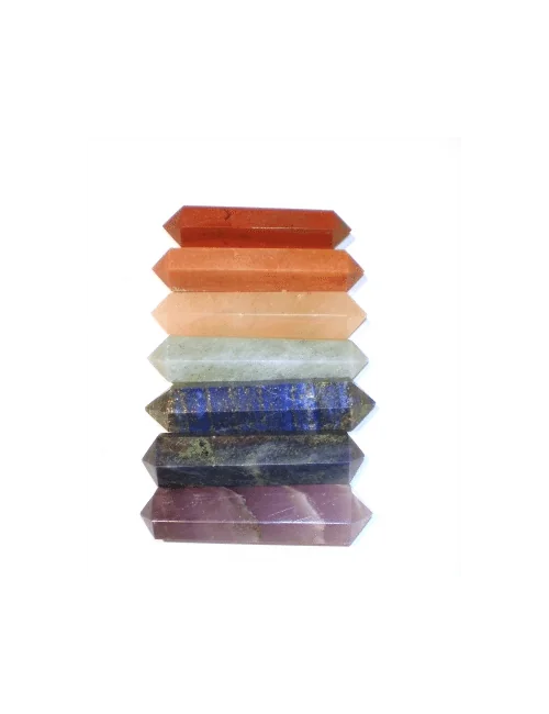 Edelstein / Heilstein - Set aus 7 Chakra Stäben mit Doppelspitze - ca. 3,5cm