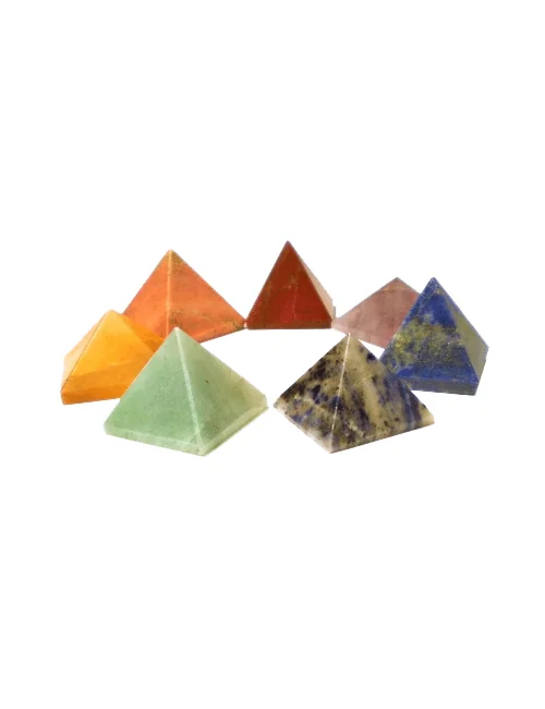 Edelstein / Heilstein - Set aus 7 Chakra Pyramiden Steinen - ca. 2,5x2,5x3cm