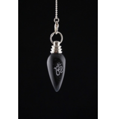 Pendel - Edelstein - Schwarzer Achat mit Ohm Symbol - Silber - ca. 4cm
