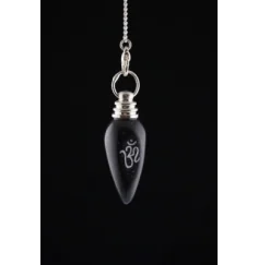 Pendel - Edelstein - Schwarzer Achat mit Ohm Symbol - Silber - ca. 4cm