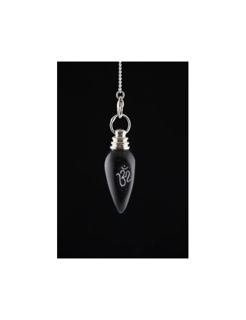Pendel - Edelstein - Schwarzer Achat mit Ohm Symbol - Silber - ca. 4cm