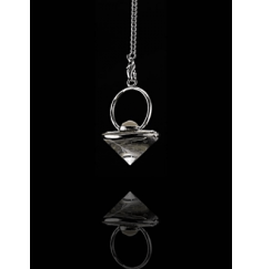 Pendel - Edelstein - Bergkristall mit Mondstein - Konisch - Silber - ca. 3,2cm