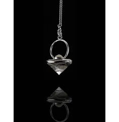 Pendel - Edelstein - Bergkristall mit Mondstein - Konisch - Silber - ca. 3,2cm