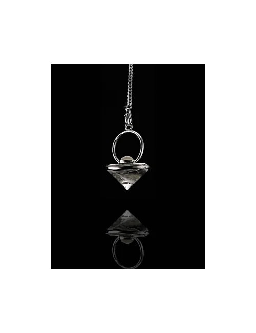 Pendel - Edelstein - Bergkristall mit Mondstein - Konisch - Silber - ca. 3,2cm