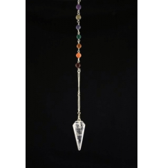 Pendel - Edelstein - Bergkristall mit Chakrakette - Silber - ca. 3-4cm