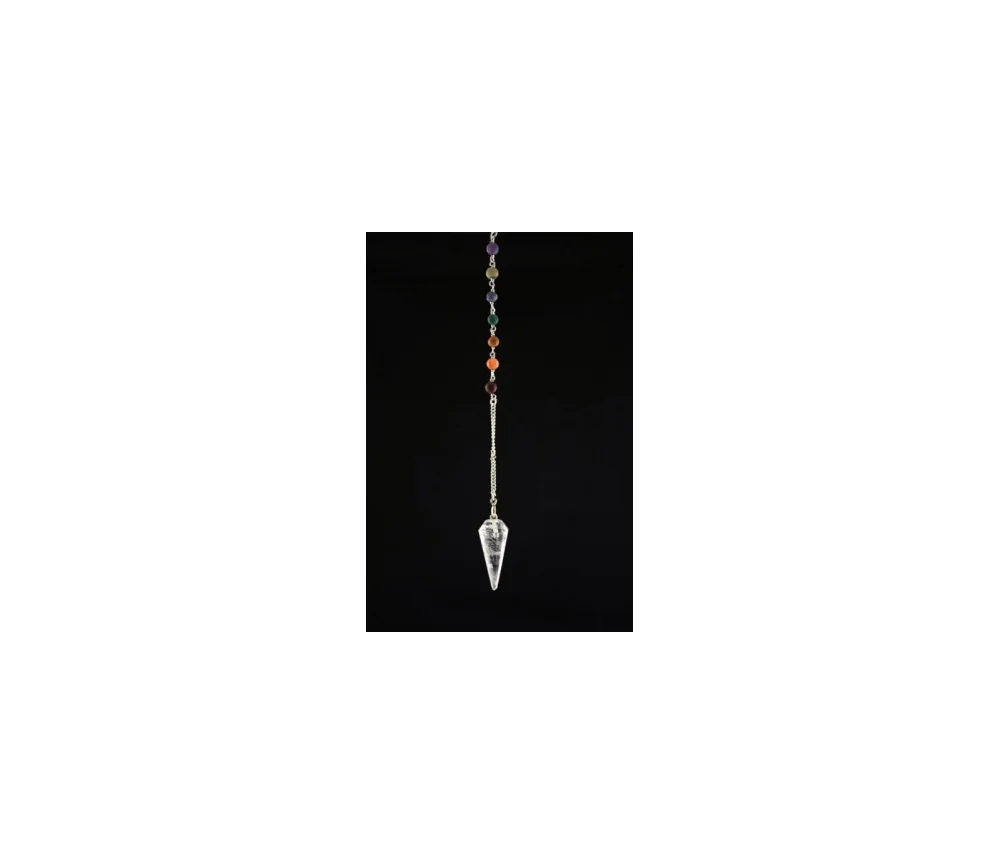 Pendel - Edelstein - Bergkristall mit Chakrakette - Silber - ca. 3-4cm