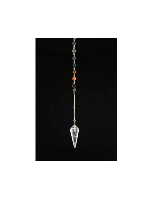 Pendel - Edelstein - Bergkristall mit Chakrakette - Silber - ca. 3-4cm