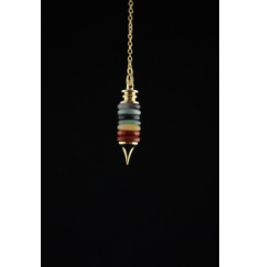 Pendel - Chakra - mit 7 Edelstein Donuts - Gold - ca. 4,5x1cm