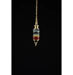 Pendel - Chakra - mit 7 Edelstein Donuts - Gold - ca. 4,5x1cm