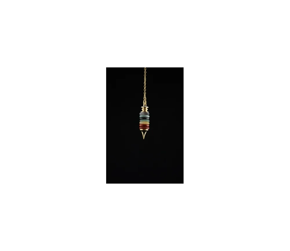 Pendel - Chakra - mit 7 Edelstein Donuts - Gold - ca. 4,5x1cm