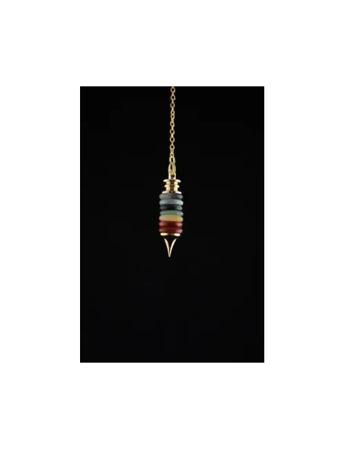 Pendel - Chakra - mit 7 Edelstein Donuts - Gold - ca. 4,5x1cm