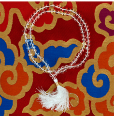 Mala - Edelstein - Bergkristall AA-Qualität - mit passender Quaste - 108 Perlen - ca. 31cm