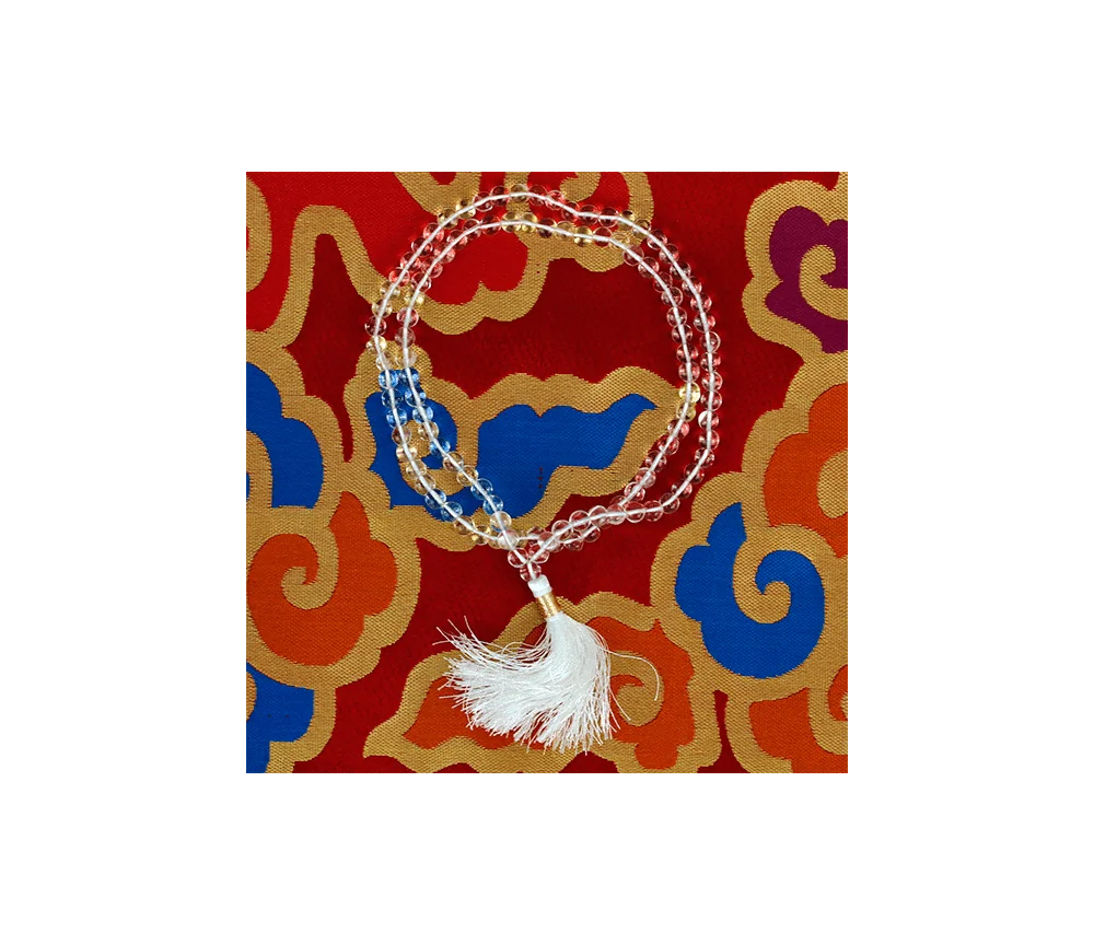 Mala - Edelstein - Bergkristall AA-Qualität - mit passender Quaste - 108 Perlen - ca. 31cm