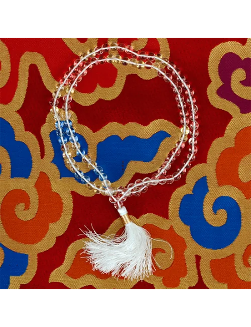 Mala - Edelstein - Bergkristall AA-Qualität - mit passender Quaste - 108 Perlen - ca. 31cm