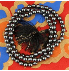 Mala - Edelstein - Hematit in AA-Qualität- mit passender Quaste - 108 Perlen - ca. 38,5cm