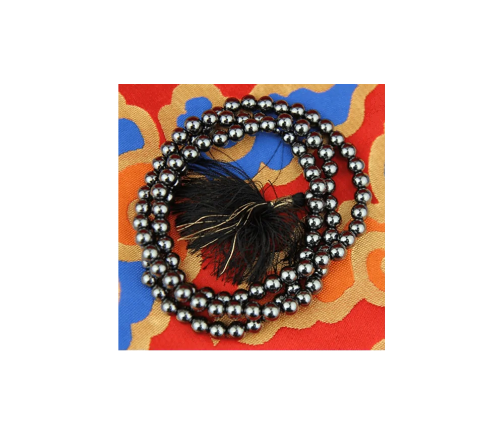 Mala - Edelstein - Hematit in AA-Qualität- mit passender Quaste - 108 Perlen - ca. 38,5cm