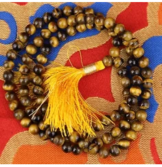Mala - Edelstein - Tigerauge in AA-Qualität - mit passender Quaste - 108 Perlen - ca. 34,5cm