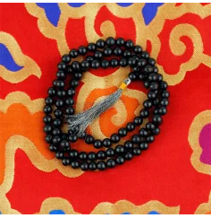 Mala - Edelstein - Achat Schwarz - mit passender Quaste - 108 Perlen - ca. 34,5cm